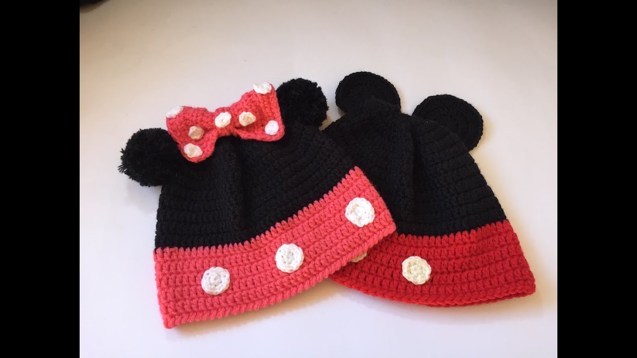 Tuto bonnet Minnie et Mickey au crochet