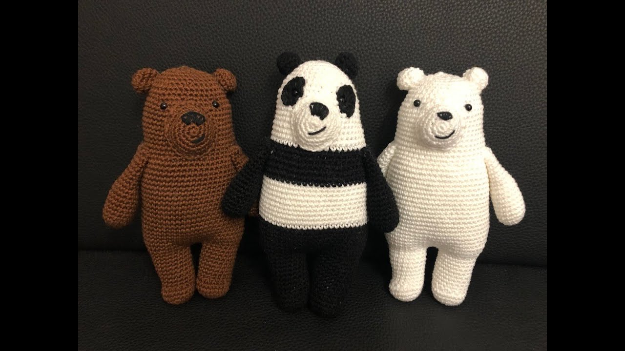 Tuto ours au crochet  We Bare Bears spécial gaucher