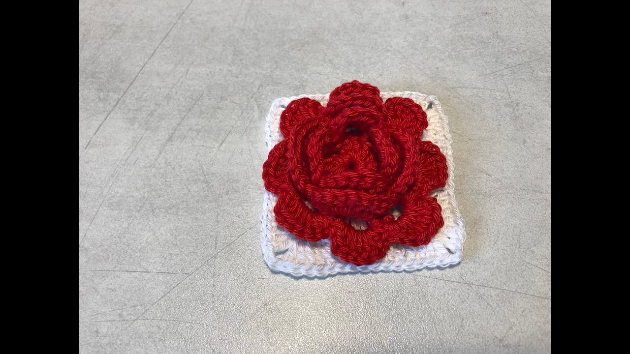 Tuto rose granny square au crochet spécial gaucher