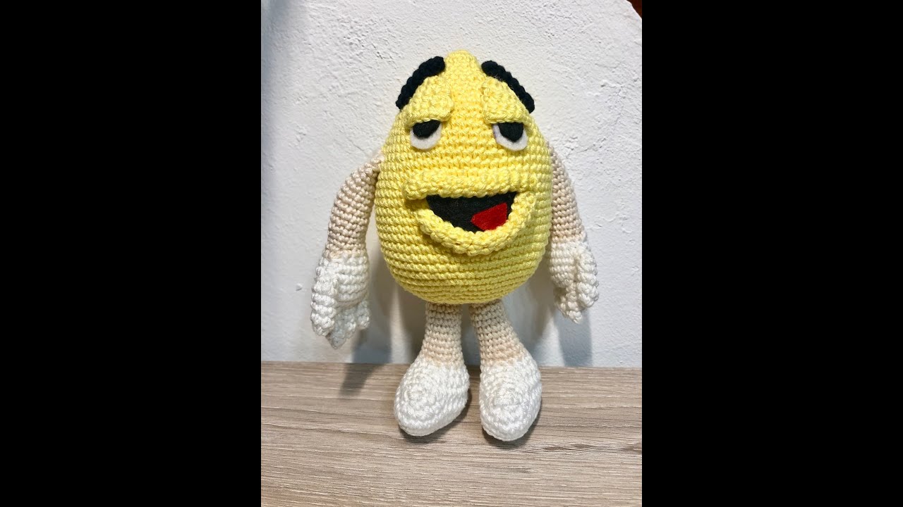 Tuto amigurumi M&M jaune au crochet spécial gaucher